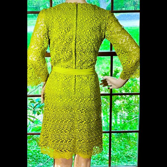 ▪️VTG▪️ALFRED WERBER▪️ILGWU▪️1960's 1970's Floral Lace Overlay Cotton Midi Dress - Picture 2 of 8